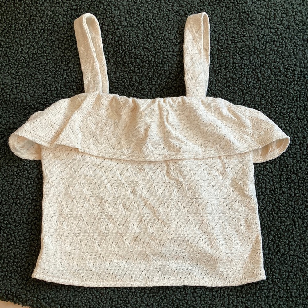 Madewell cream ruffled tank top